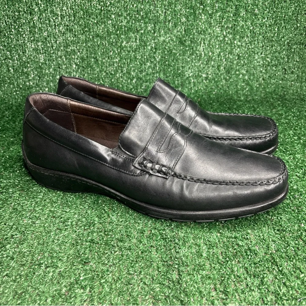 Johnston & Murphy Mens Slip On Black Driving Shoes Loafers Sheep Leather Size 13